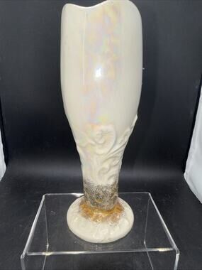 Vintage Velco 4454B Lusterware Bud Vase Pearl Iridescent Floral Porcelain